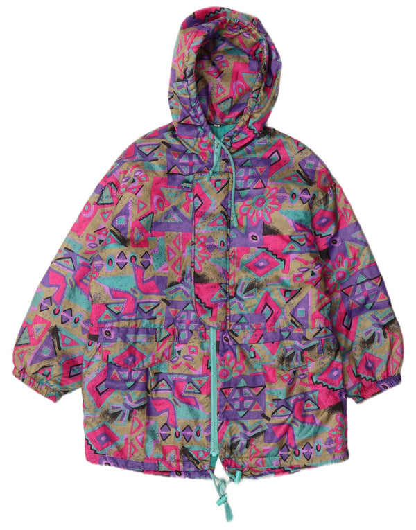 VINTAGE Windjacke für Mädchen mit Kapuze, 15–16 Jahre, mehrfarbig, geometrisch