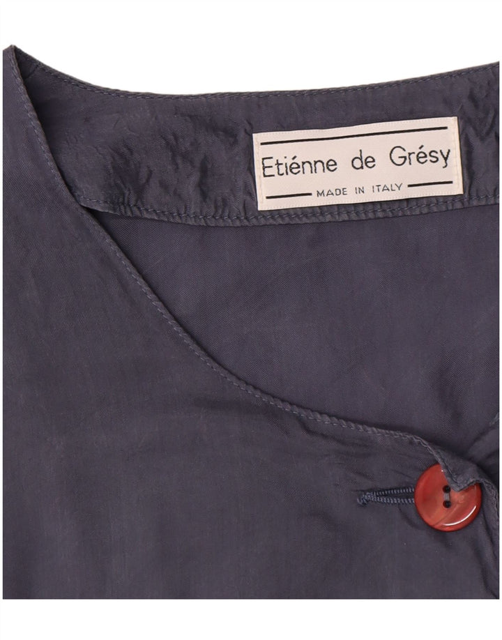 Vintage Damen Kurzärmelige 4-Knopf-Blazerjacke UK 14 Mittelmarineblau