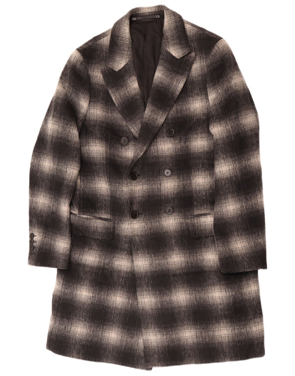 All Saints Herren-Mantel mit geometrischem Muster, UK 40, groß, grau, kariert, klassisch