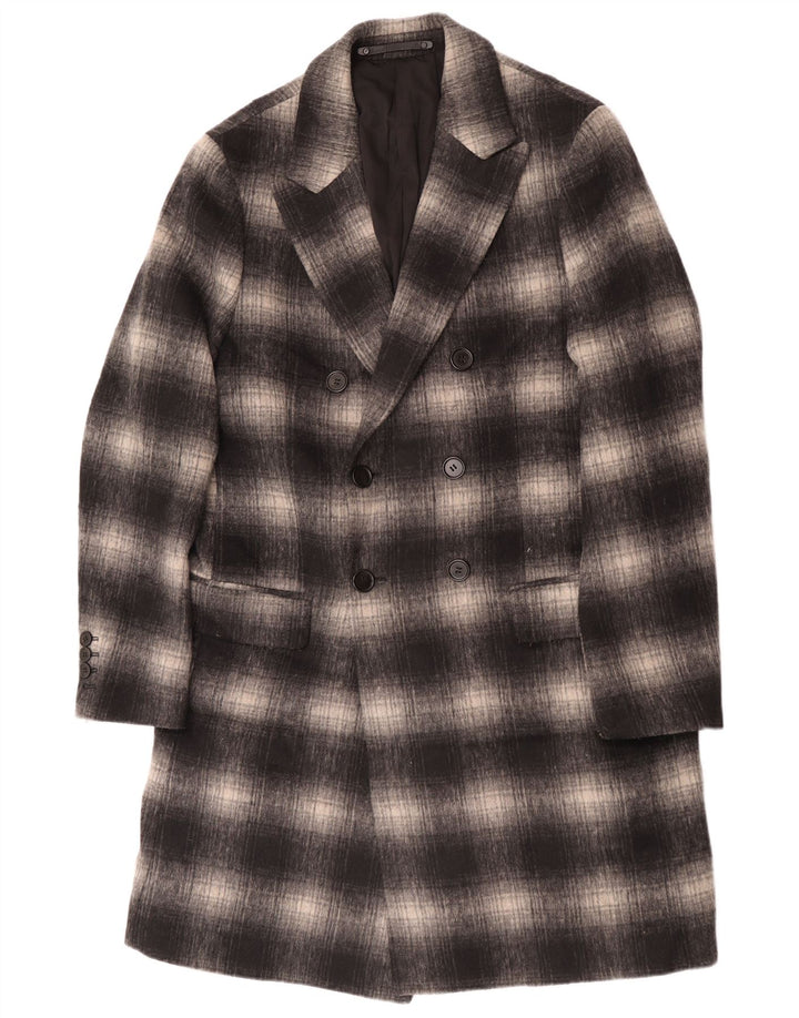 All Saints Herren-Mantel mit geometrischem Muster, UK 40, groß, grau, kariert, klassisch