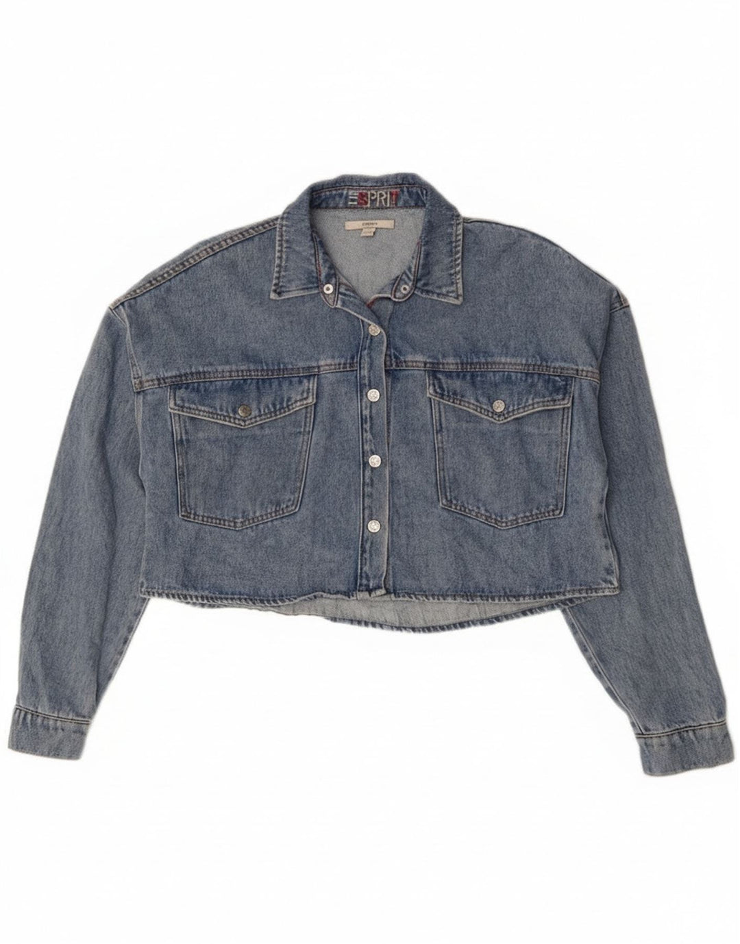 Esprit Womens Crop Oversized Jeansjacke UK 10 Small Blau Baumwolle