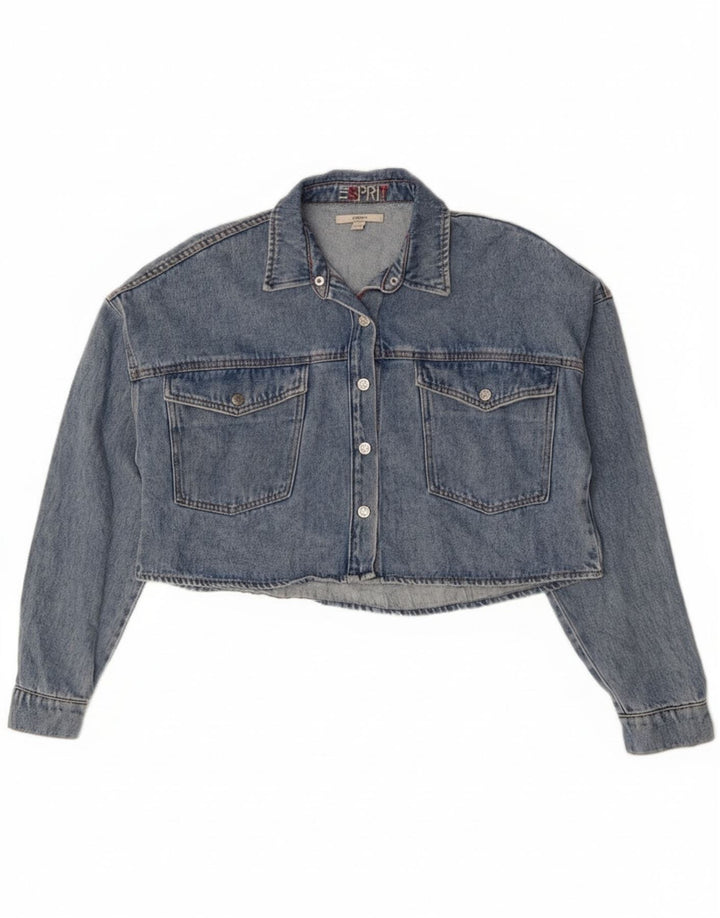 Esprit Womens Crop Oversized Jeansjacke UK 10 Small Blau Baumwolle