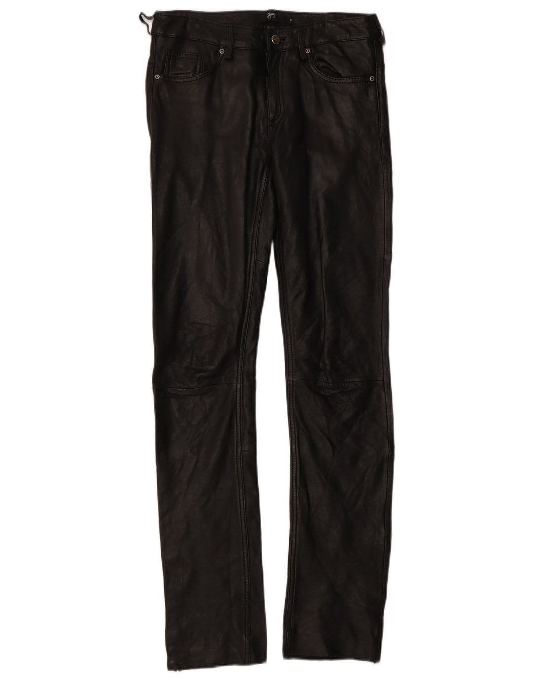 GIPSY Womens Slim Leather Trousers Small W27 L33 Black Leather