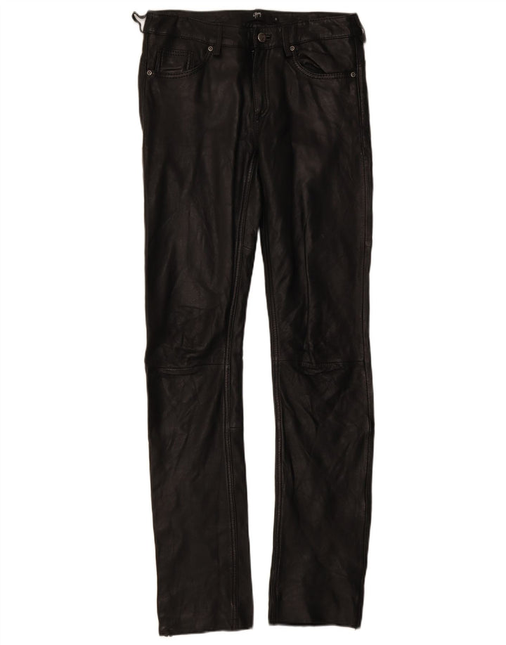 GIPSY Womens Slim Leather Trousers Small W27 L33 Black Leather