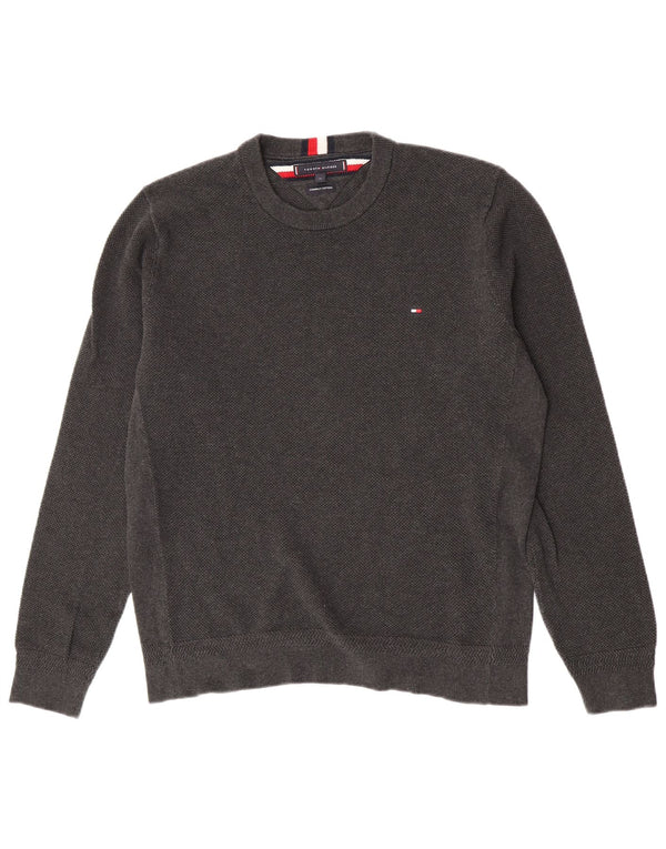 Tommy Hilfiger Herren-Pullover mit Rundhalsausschnitt, XL, graue Baumwolle