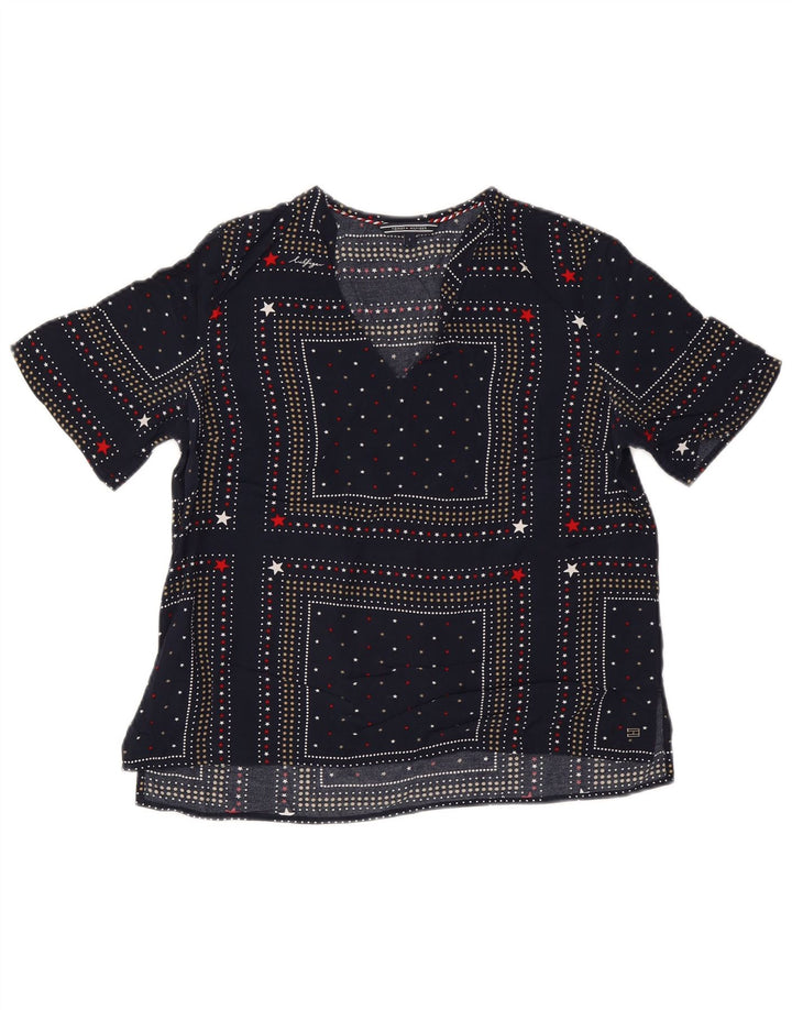 Tommy Hilfiger Damen-Blusenoberteil US 6 Medium Navy Blue Spotted