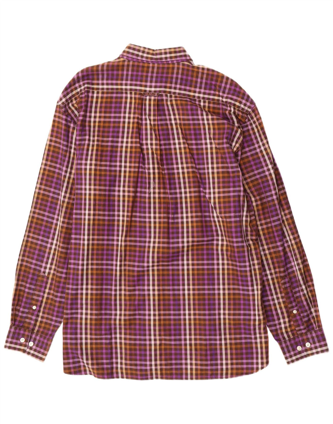Gant Herren-Hemd mit normaler Passform, XL, lila Gingham-Baumwolle