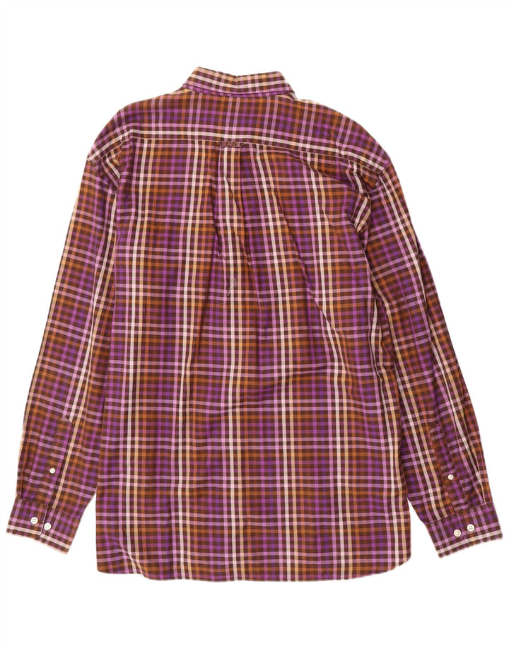 Gant Herren-Hemd mit normaler Passform, XL, lila Gingham-Baumwolle