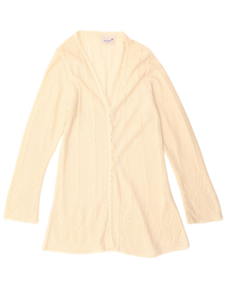 ETAM Damen Longline Cardigan Pullover UK 14 Medium Beige Acryl