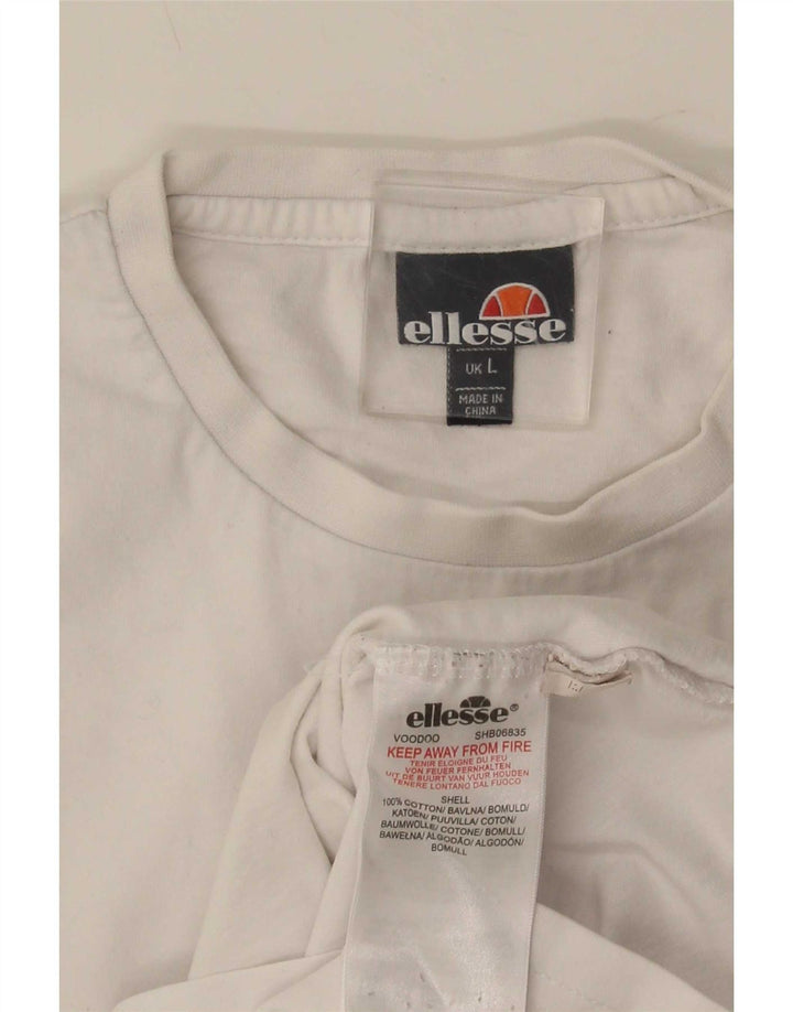 Ellesse Herren-T-Shirt mit Grafik, Größe L, aus weißer Baumwolle