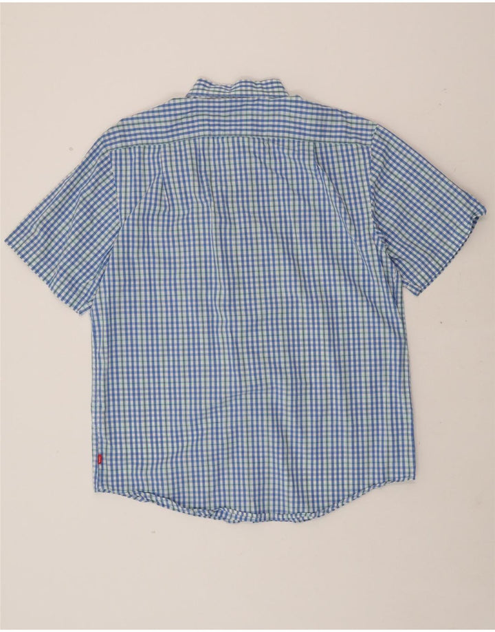 IZOD Mens Short Sleeve Shirt Large Blue Check Cotton Vintage Izod and Second-Hand Izod from Messina Hembry 