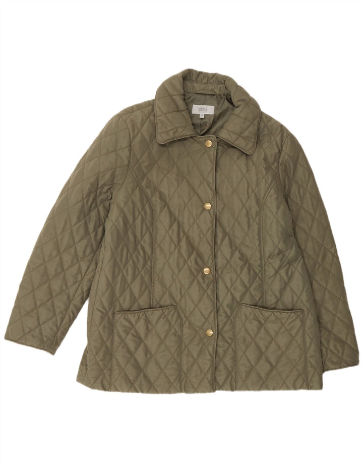 Marks & Spencer Damen Steppjacke UK 16 Large Grün Polyester