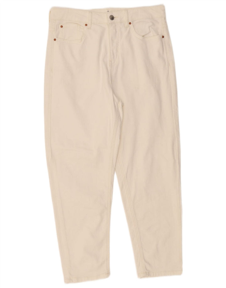 Marks & Spencer Damen High Waist Tapered Jeans UK 12 Medium W32 L26 Weiß