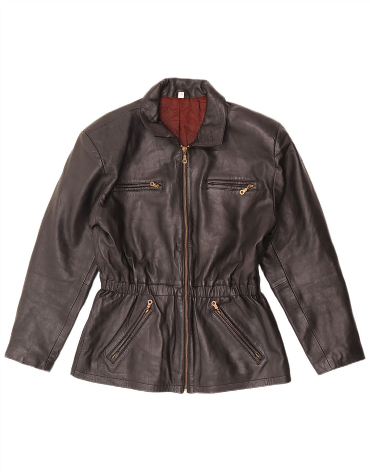 Vintage Damen Übergroße Lederjacke EU 36 Kleines schwarzes Leder