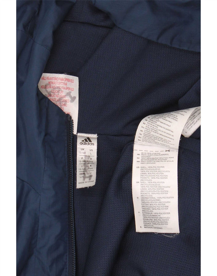 Adidas Jungen-Trainingsanzug mit Kapuze, Top-Jacke, 13–14 Jahre, marineblaues Polyester