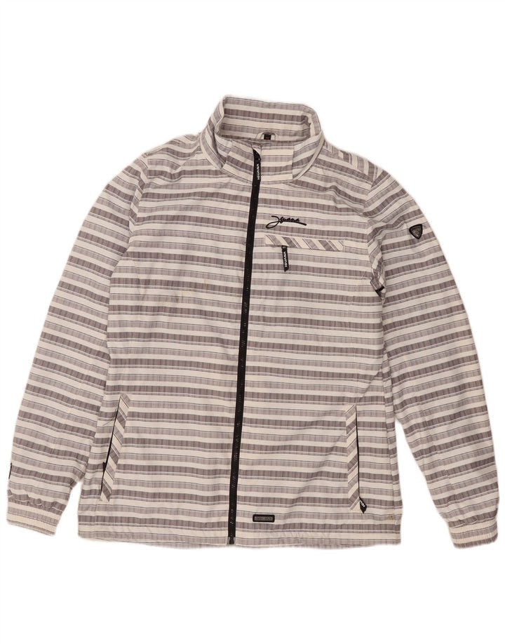 Iguana Herren-Regenjacke mit Kapuze, UK 42, XL, grau gestreift, Polyester