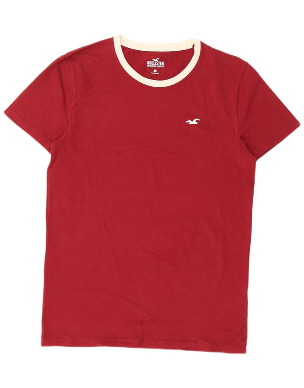 Hollister Herren T-Shirt Top Small Burgund Baumwolle