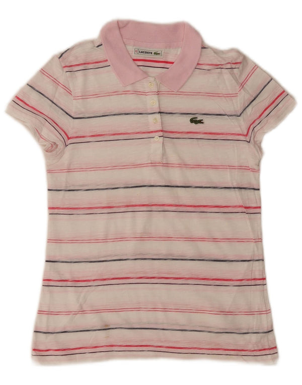 Lacoste Mädchen-Poloshirt, 11–12 Jahre, weiß gestreift, Baumwolle