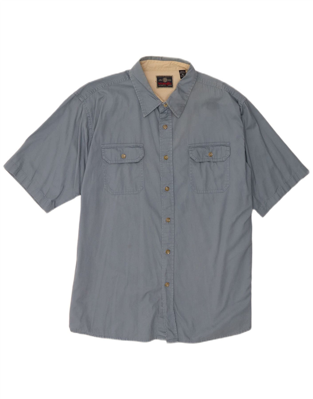 Wrangler Herren Kurzarmhemd XL Blau Baumwolle