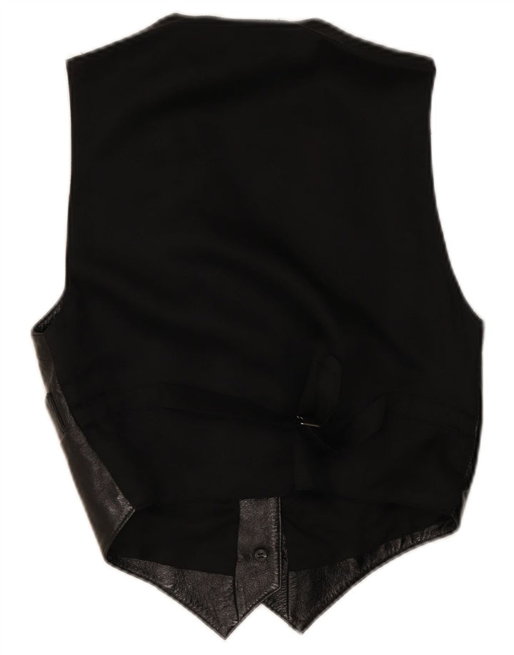 Vintage Damen Lederweste UK 12 Mittelschwarzes Leder