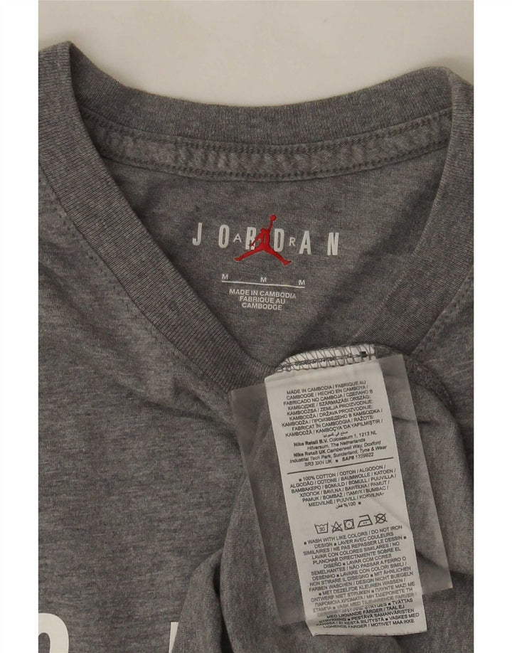 Jordan Herren Grafik-T-Shirt-Oberteil aus mittelgrau gefleckter Baumwolle