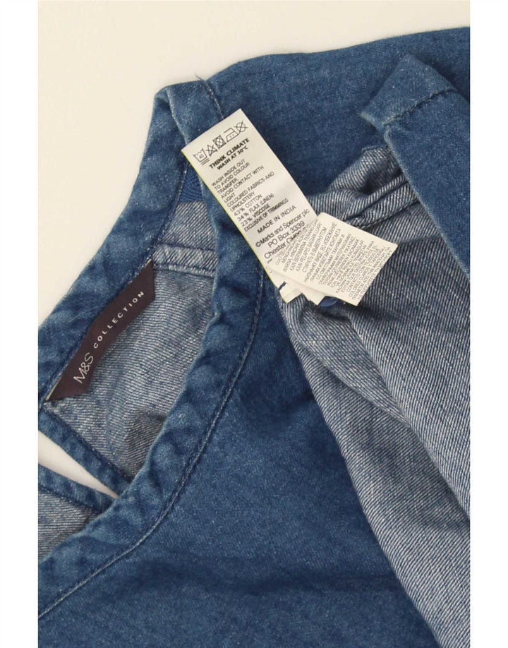 Marks & Spencer Damen Denim-Blusenoberteil UK 12 Mittelblaue Baumwolle