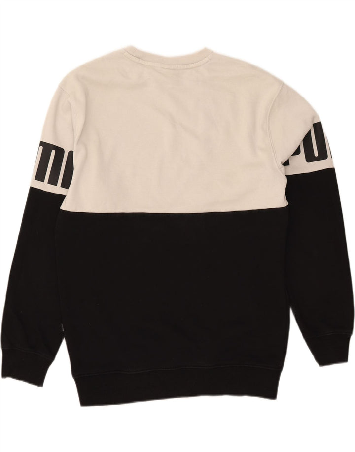PUMA Mens Graphic Sweatshirt Jumper Small White Colourblock Cotton Vintage Puma and Second-Hand Puma from Messina Hembry 