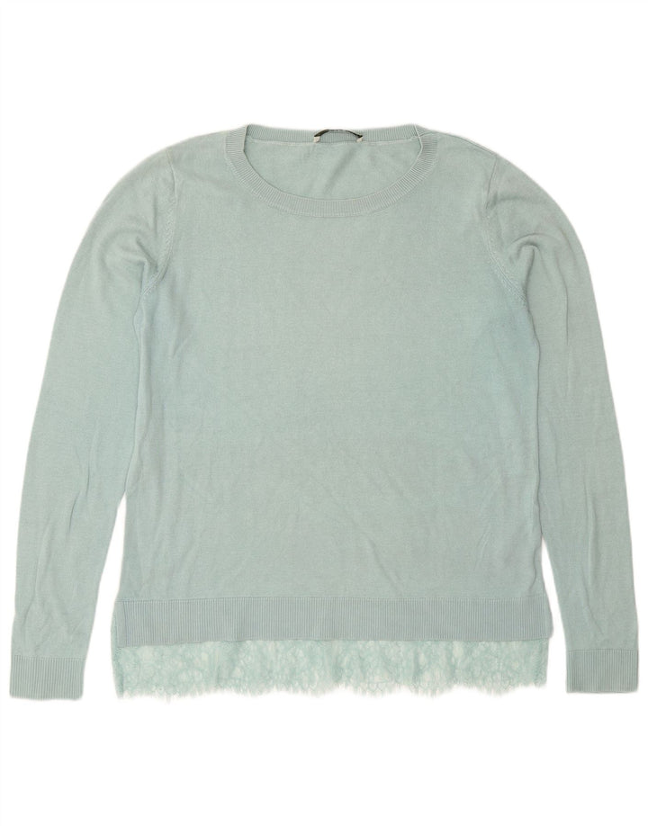 Oasis Damen-Pullover mit U-Boot-Ausschnitt, UK 14, mitteltürkisfarbene Baumwolle