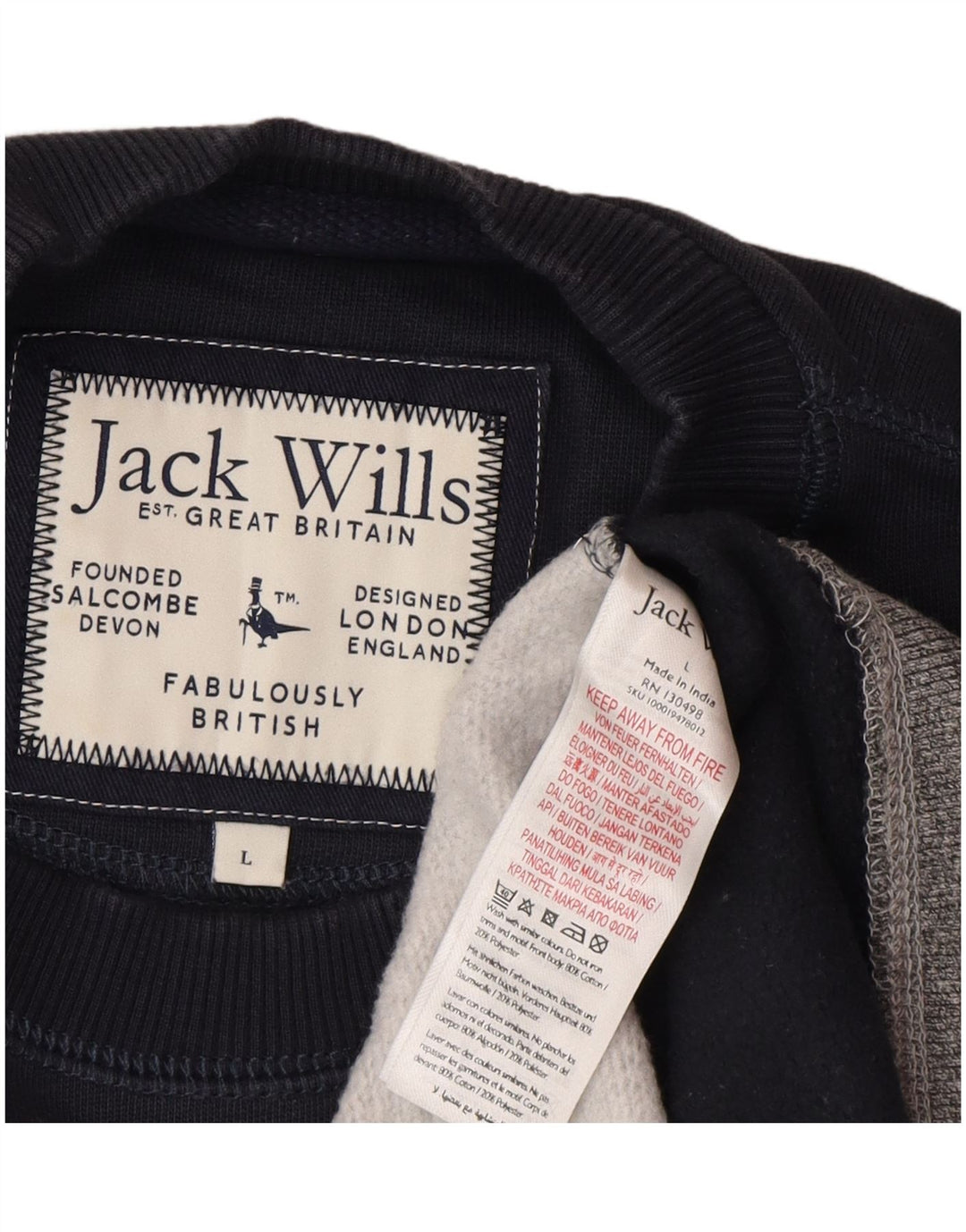Jack Wills Salcombe-Sweatshirt für Herren, groß, Marineblau, Farbblock