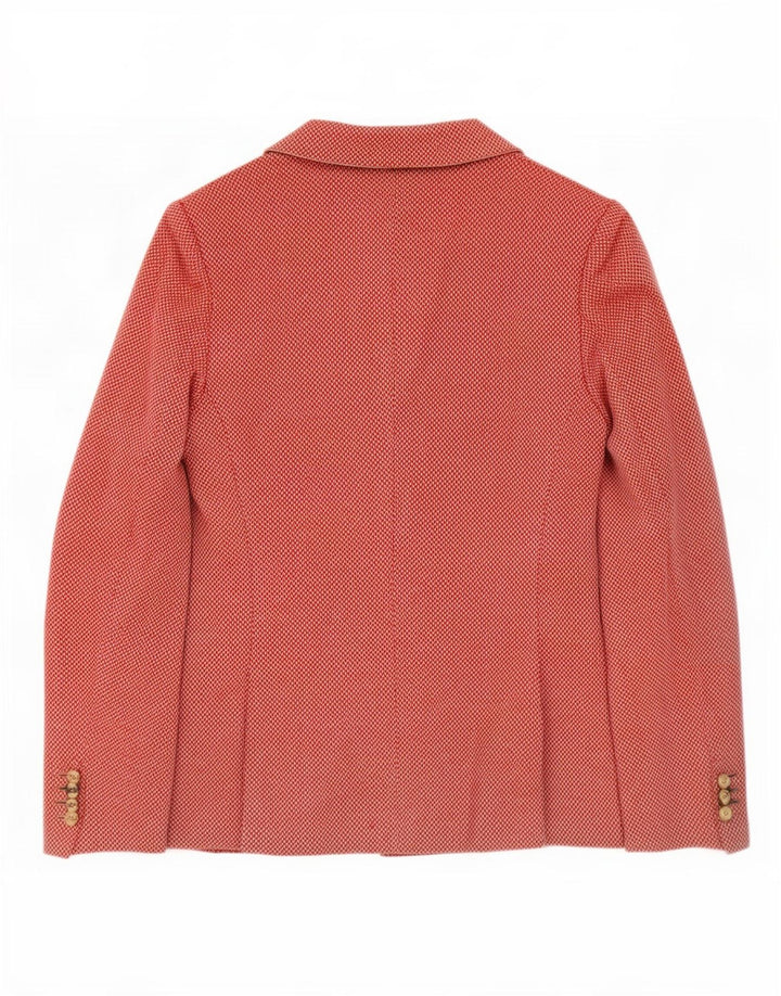 Aldo Savorani Damen 3-Knopf-Blazerjacke UK 12 Mittelrosa Fischgrätenmuster