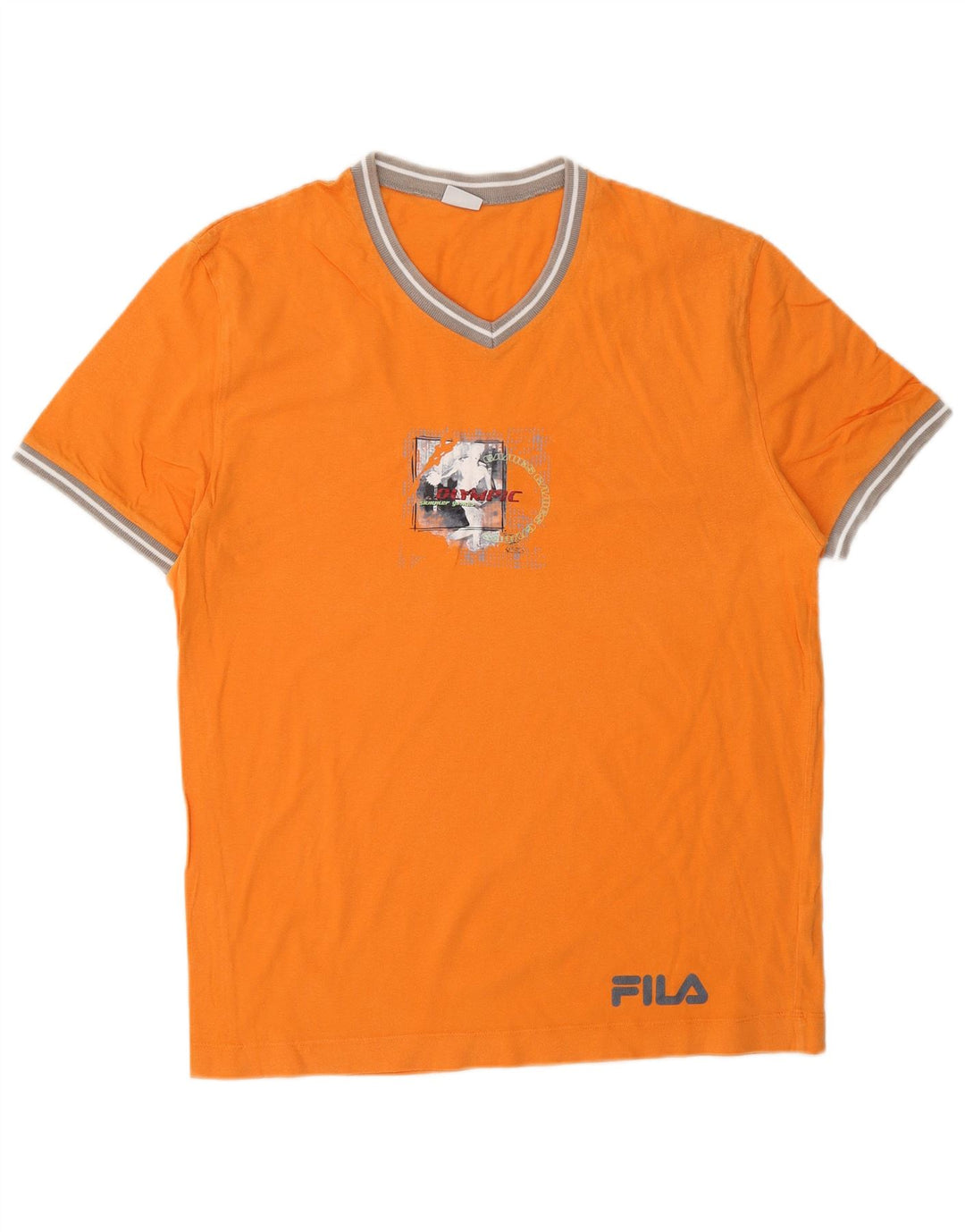 FILA Herren Grafik T-Shirt Top XS Orange Baumwolle