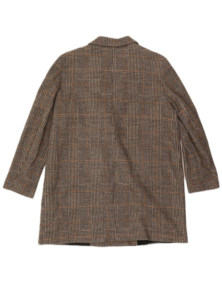 ZARA Zweireihiger Damenmantel UK 20 2XL Graues Hahnentritt-Polyester