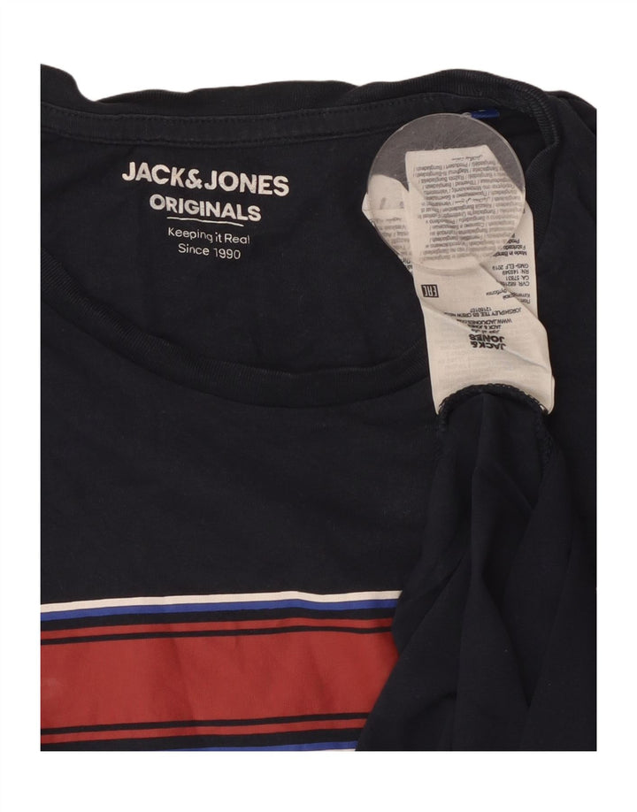 Jack & Jones Herren-T-Shirt mit Grafik, mittelgroß, marineblau, gestreift, Baumwolle