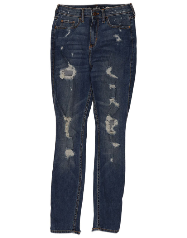 Hollister Damen Distressed Skinny Jeans US 1 XS W25 L28 Blaue Baumwolle