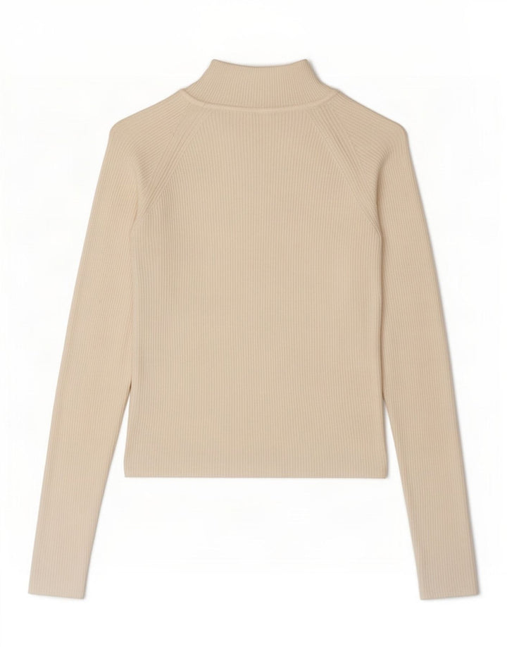 Zara Damen Top Langarm UK 12 Medium Off White Viskose
