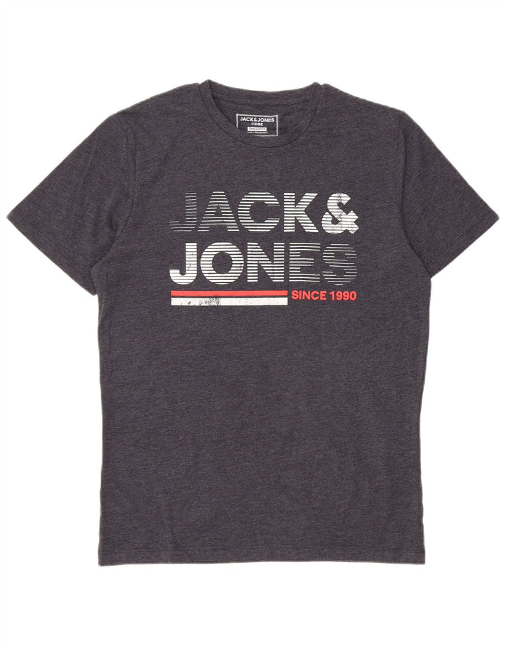 Jack & Jones Herren-T-Shirt mit normaler Passform, Grafik, Größe S, Grau, Baumwolle