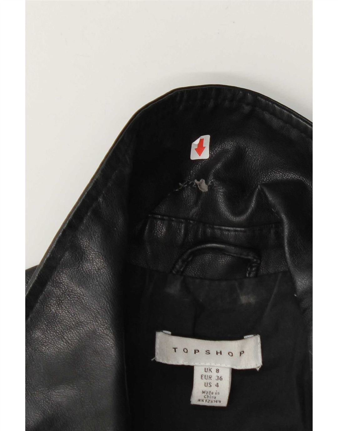 Topshop Damen Bikerjacke UK 8 Small Schwarz Polyester