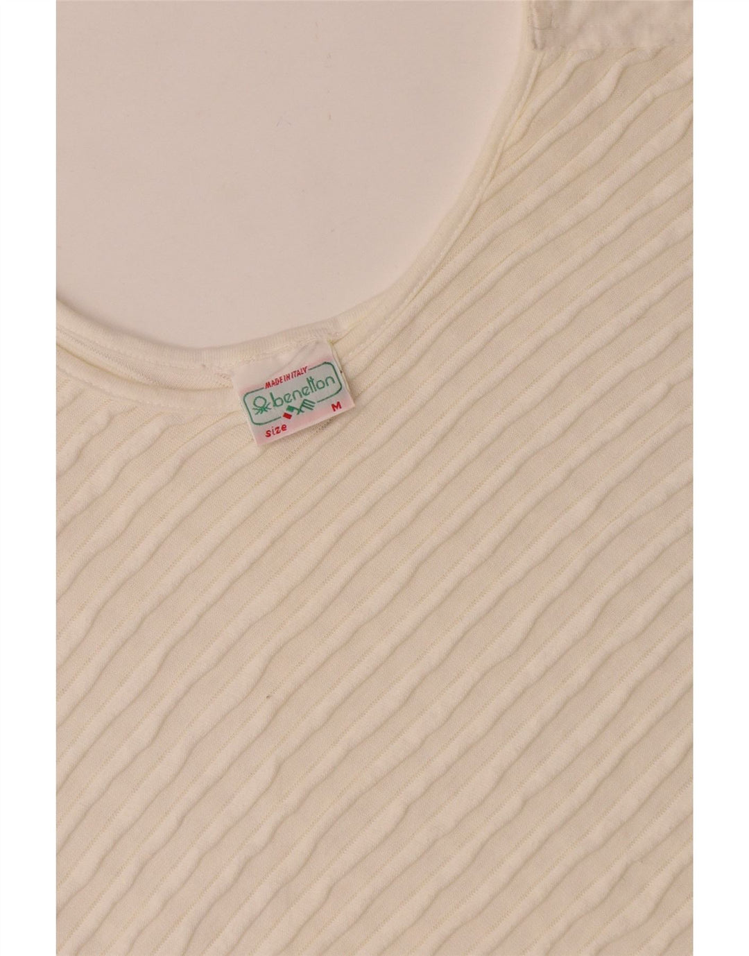Asymmetrisches, übergroßes Blusenoberteil für Damen von Benetton, UK-Größe 14, mittelweiße Baumwolle
