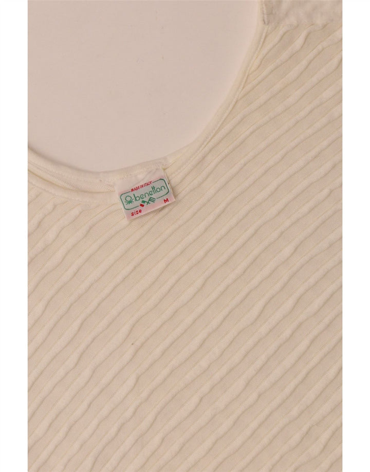 Asymmetrisches, übergroßes Blusenoberteil für Damen von Benetton, UK-Größe 14, mittelweiße Baumwolle