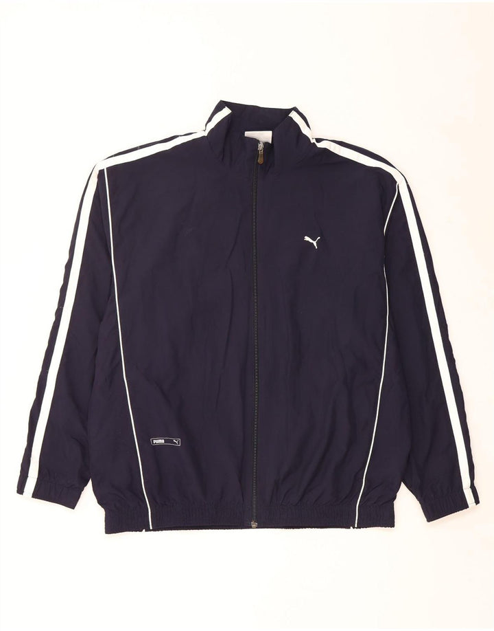 Puma Herren-Trainingsanzug-Top-Jacke, großes marineblaues Farbblock-Polyester