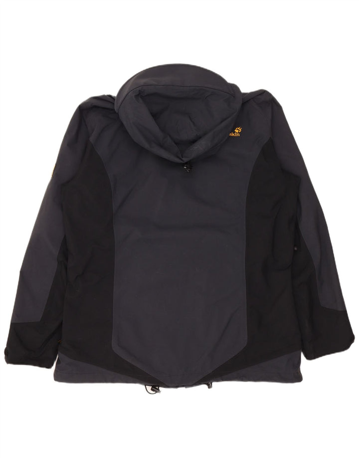 Jack Wolfskin Damen-Windbreakerjacke mit Kapuze, UK 16, Größe L, Grau, Farbblock