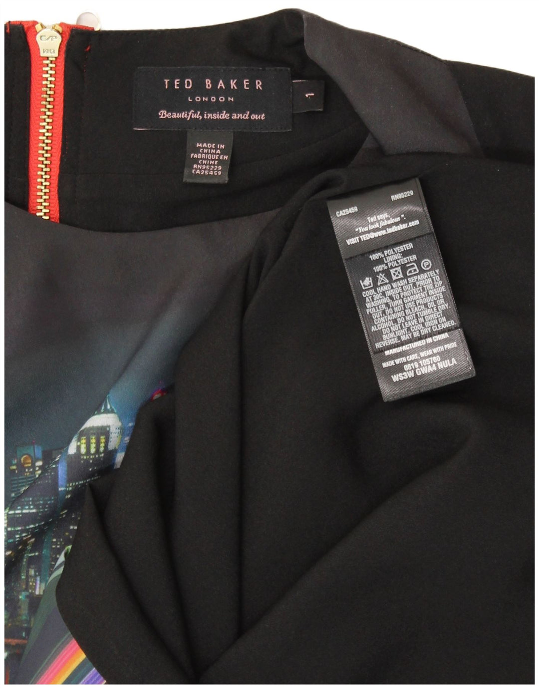 TED BAKER Ärmelloses Etuikleid für Damen, Größe 1 XS, schwarz gestreift, Polyester