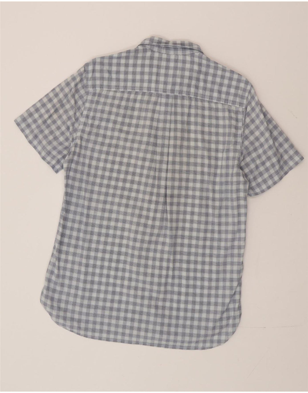 Superdry Herren-Kurzarmhemd mit normaler Passform, mittelblaue Gingham-Baumwolle