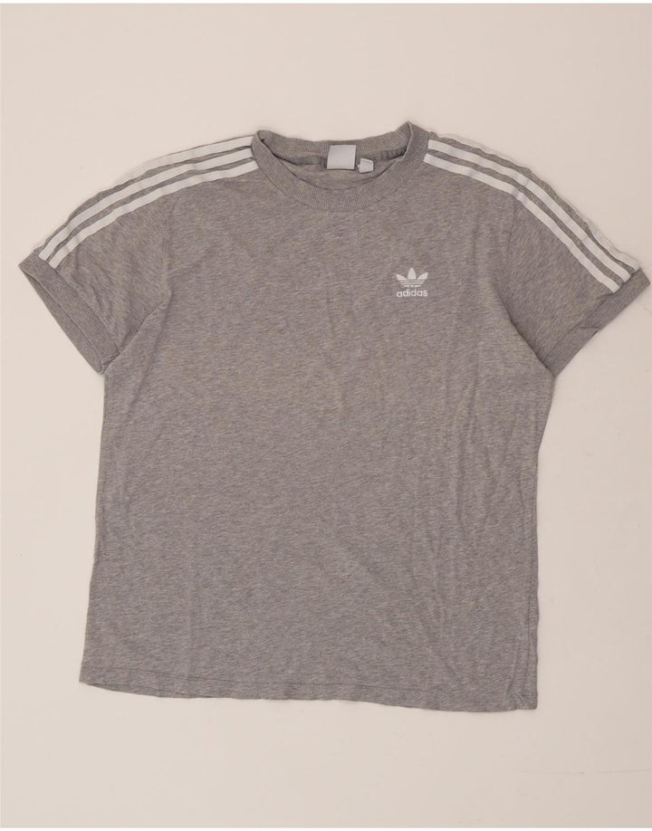 Adidas Damen Übergroßes T-Shirt Top UK 12 Mittelgrau meliert