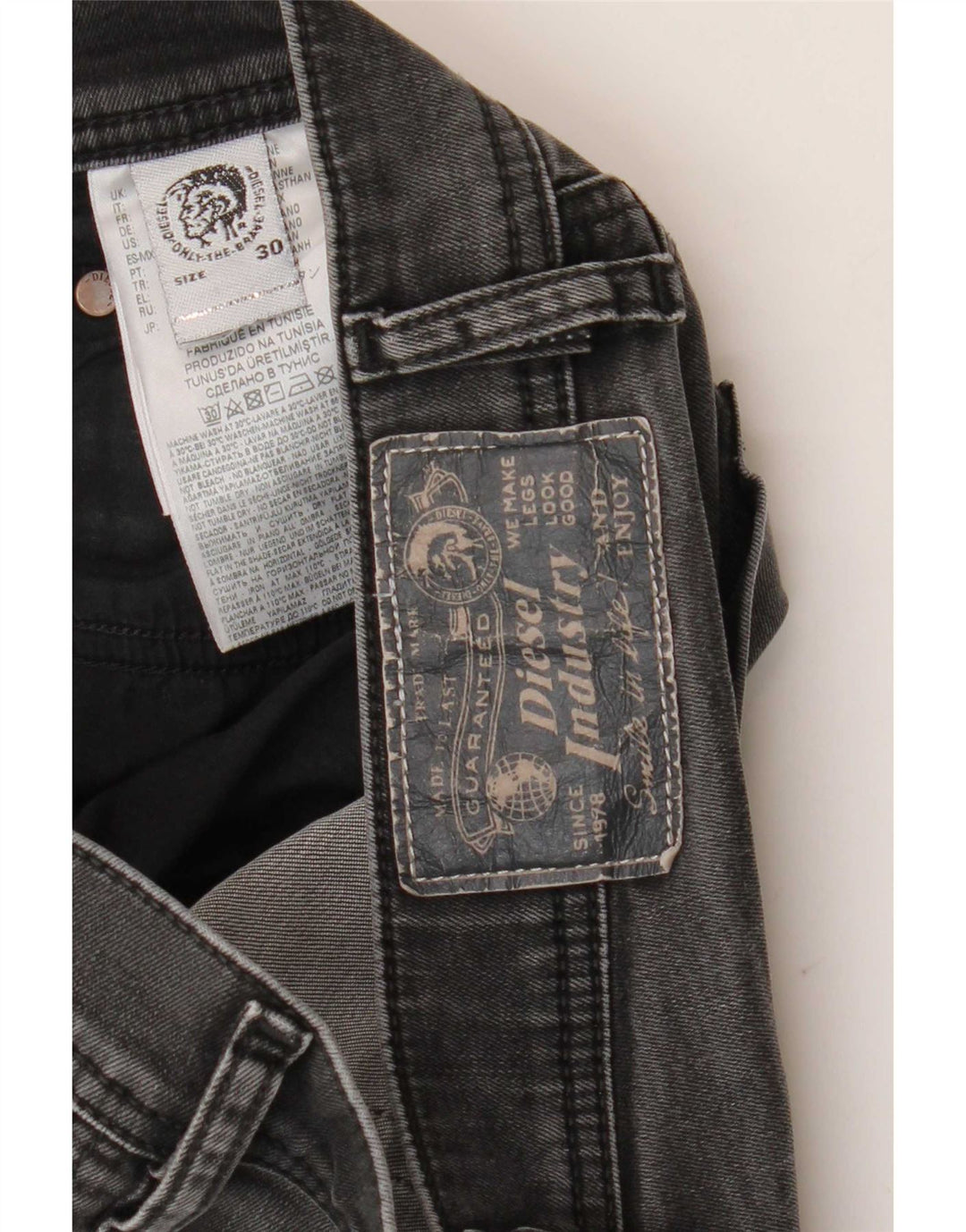 Diesel Herren Slim Jeans W30 L27 Graue Baumwolle