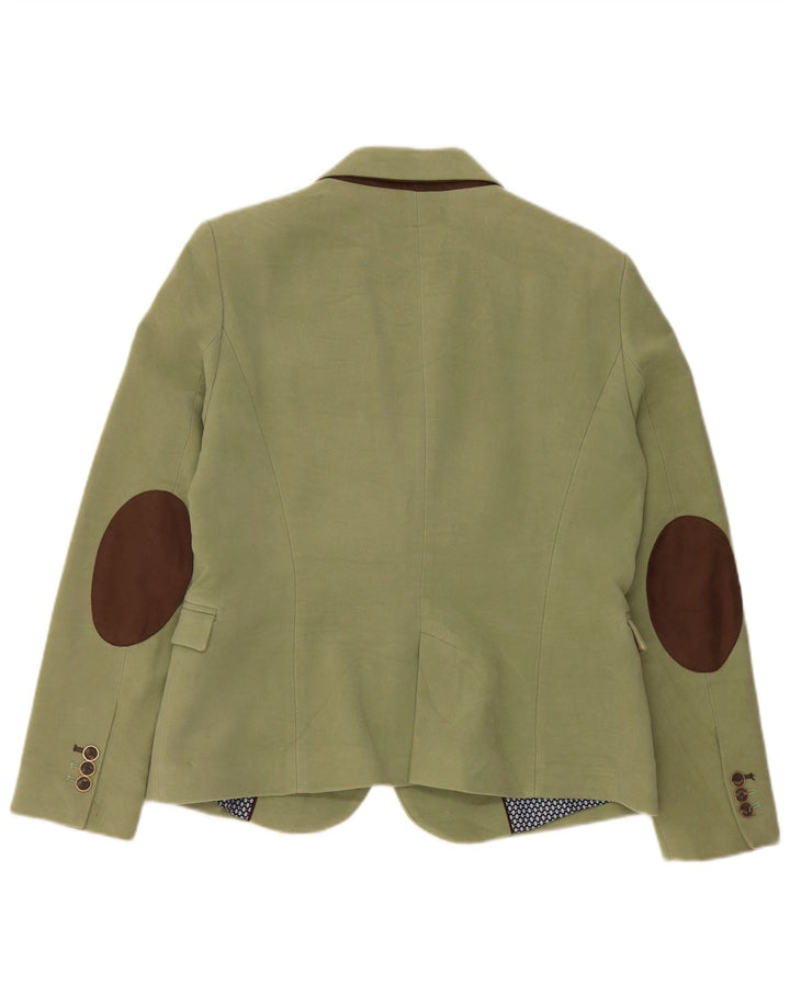 Zara Damen 1-Knopf-Blazerjacke UK 18 XL Grüne Baumwolle