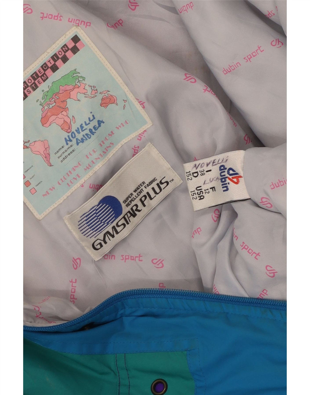 Vintage Herren Skijacke mit Kapuze UK 38 Mittelblaues Colourblock-Polyester