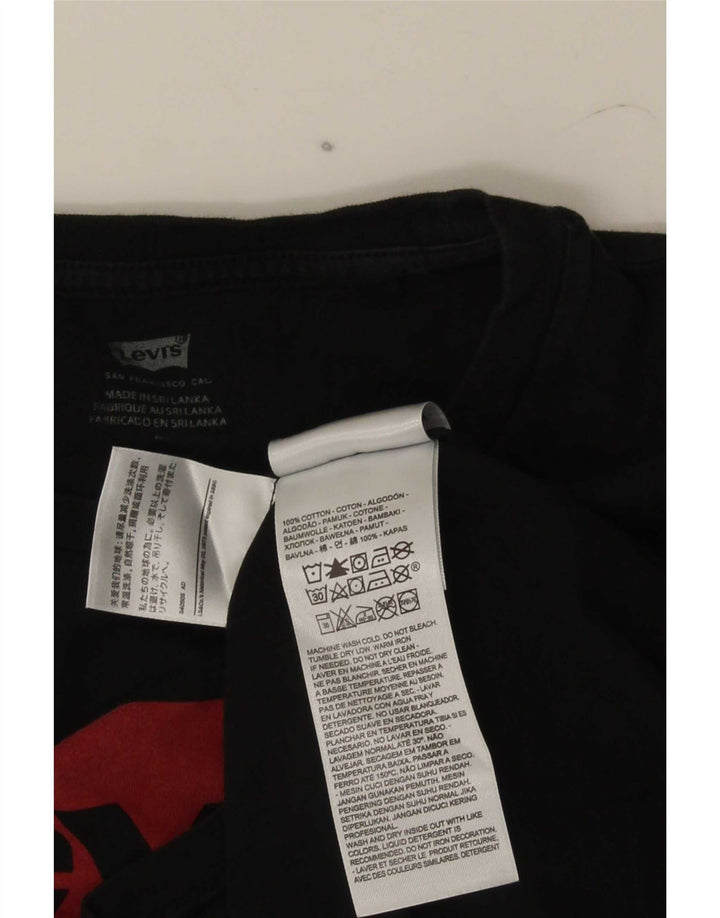 Levi's Womens Graphic T-Shirt Top UK 12 Mittelschwarze Baumwolle