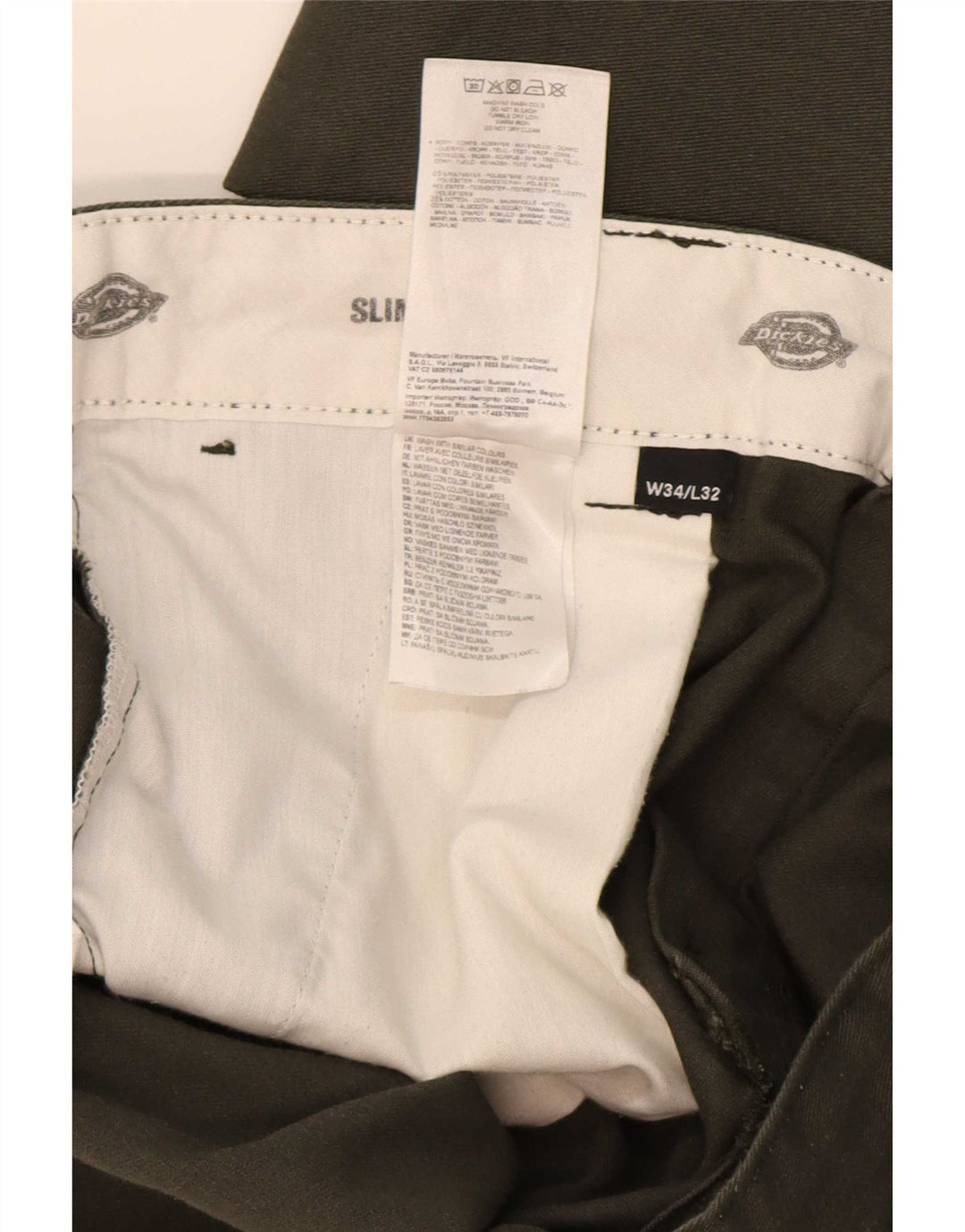 Dickies Herren Straight Slim Chinohose W34 L32 Grün Polyester
