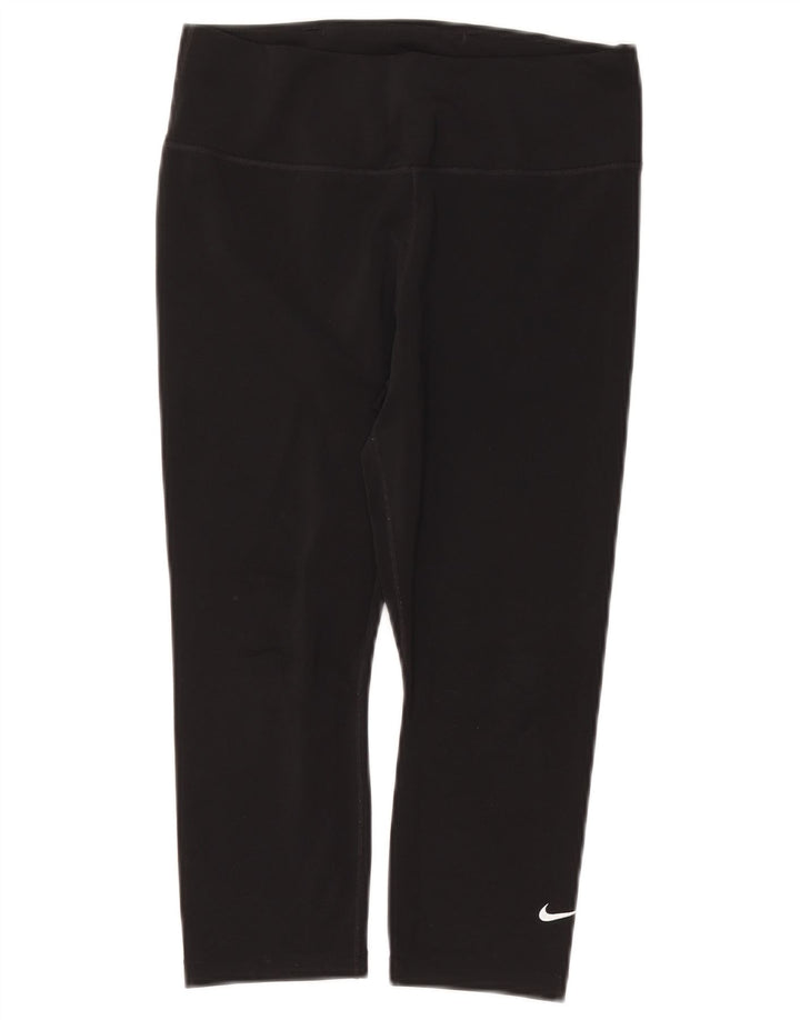 NIKE Womens Dri Fit Capri Leggings UK 12 Medium Schwarz Polyester